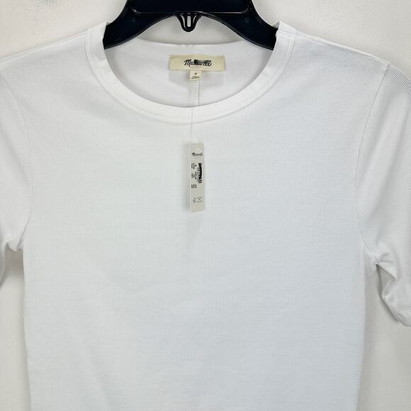 Madewell Regenerative Cotton Ribbed Elbow Sleeve Tee Shirt White Medium NWT - Picture 8 of 13